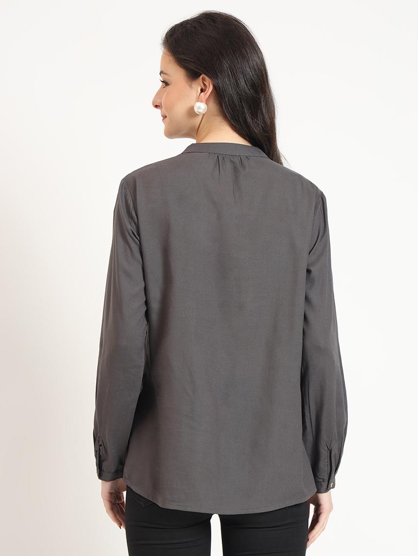 women solid long sleeve top - 21743416 - Standard Image - 3