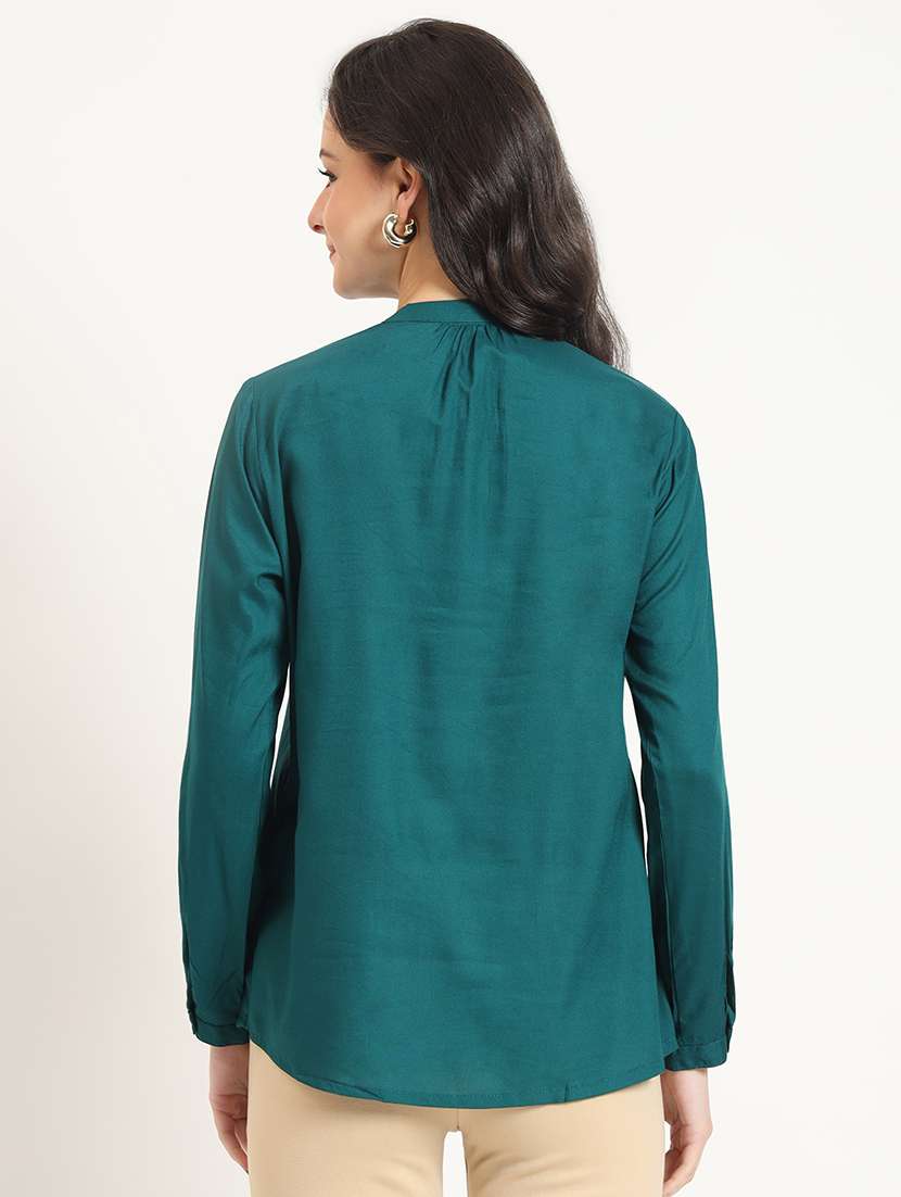 women solid long sleeve top - 21743417 - Standard Image - 3