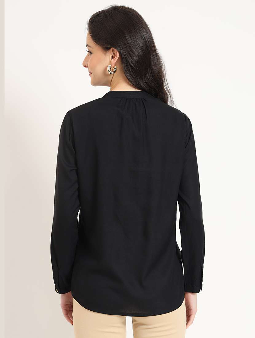 women solid long sleeve top - 21743420 - Standard Image - 3
