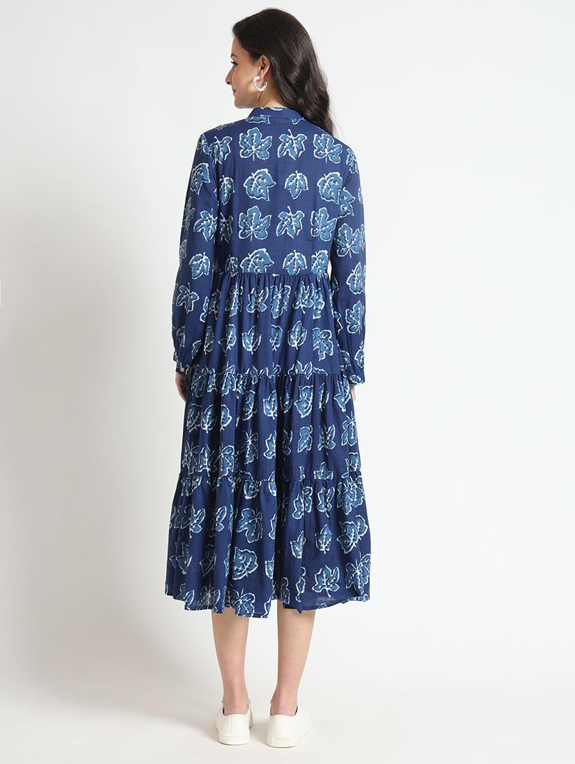 women printed long sleeve tiered dresss - 21743679 - Standard Image - 3