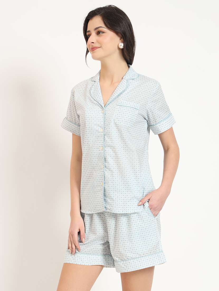 women printed shorts nightwear set