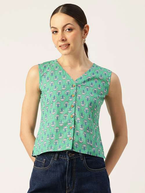 women printed sleeveless top - 21743719 -  Standard Image - 0