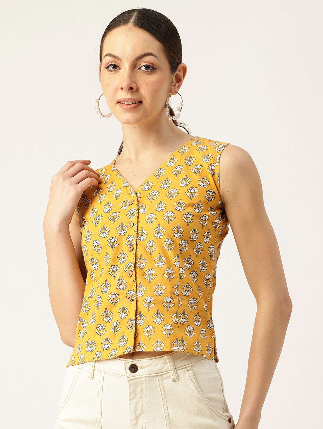 women printed sleeveless top - 21743720 -  Zoom Image - 0