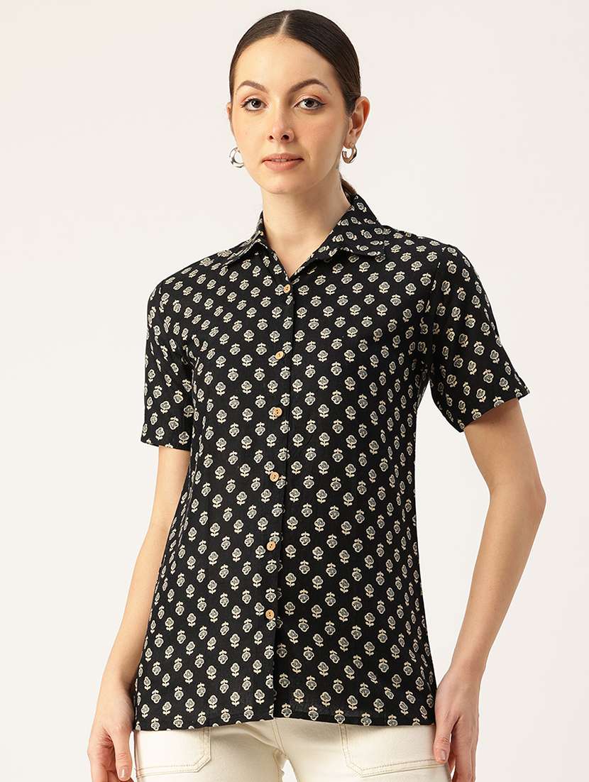 women printed short aleeve shirt