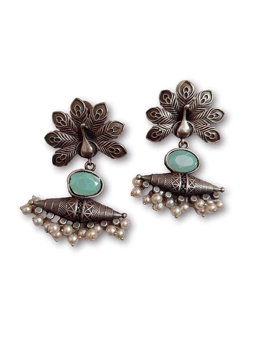 women silver brass drop earrings - 21743731 - Standard Image - 3