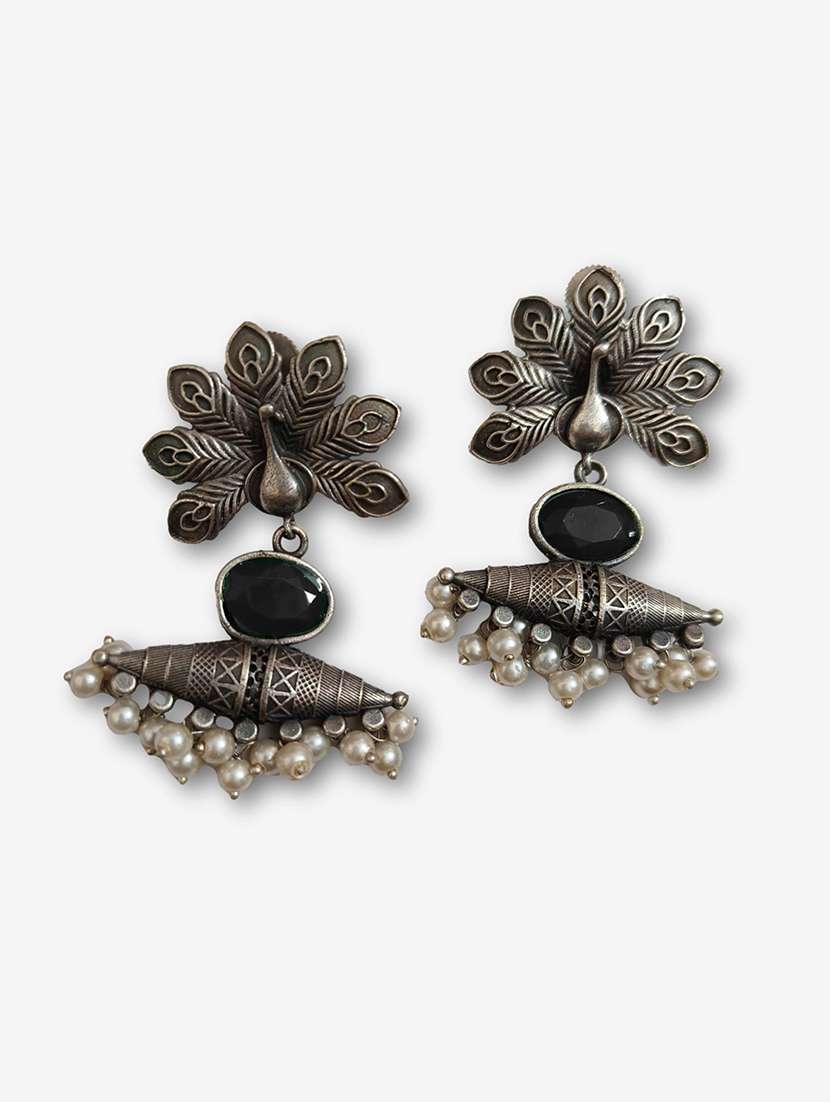 women silver brass drop earrings - 21743733 -  Standard Image - 3