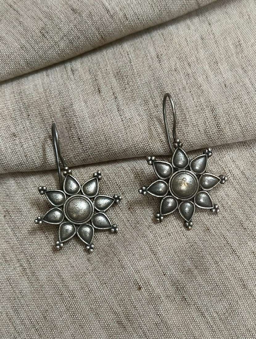 women silver brass drop earrings