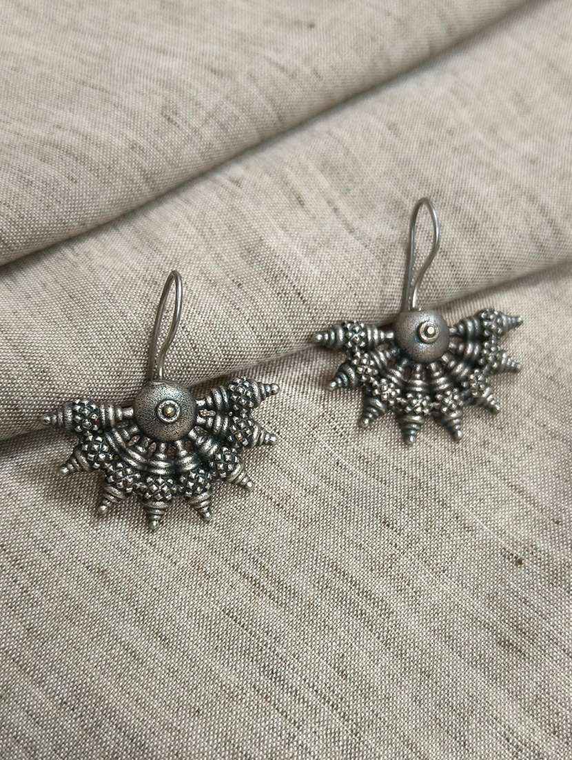 women silver brass drop earrings