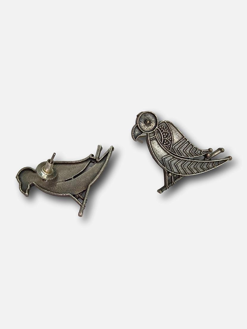 women silver brass studs earrings - 21743783 - Standard Image - 3