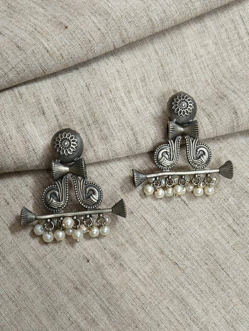 women silver brass drop earrings - 21743784 - Standard Image - 0