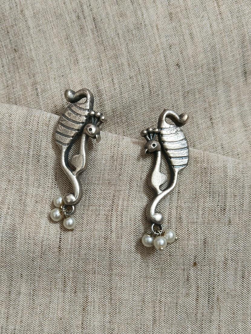 women silver brass drop earrings - 21743800 - Zoom Image - 0