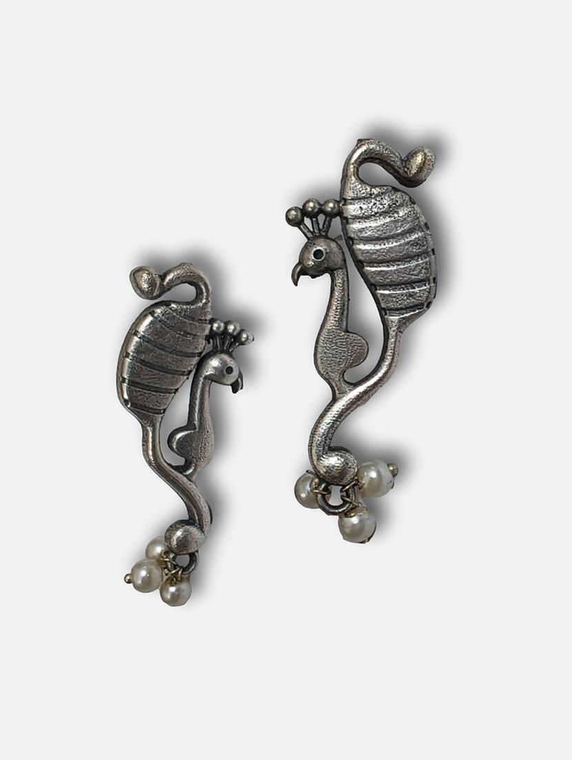 women silver brass drop earrings - 21743800 - Standard Image - 3