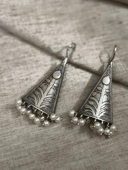 women silver brass drop earrings - 21743806 - Standard Image - 0