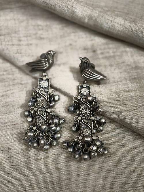 women silver brass drop earrings - 21743807 - Standard Image - 0