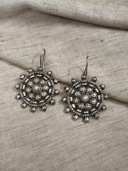 women silver brass drop earrings - 21743808 - Standard Image - 0
