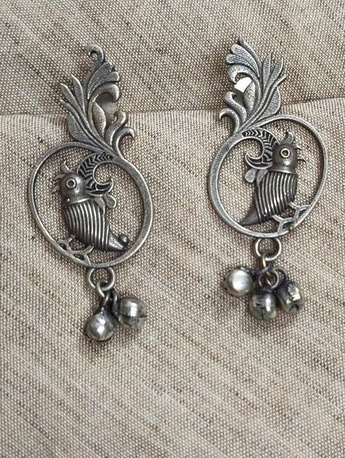 women silver brass drop earrings - 21743810 - Standard Image - 0