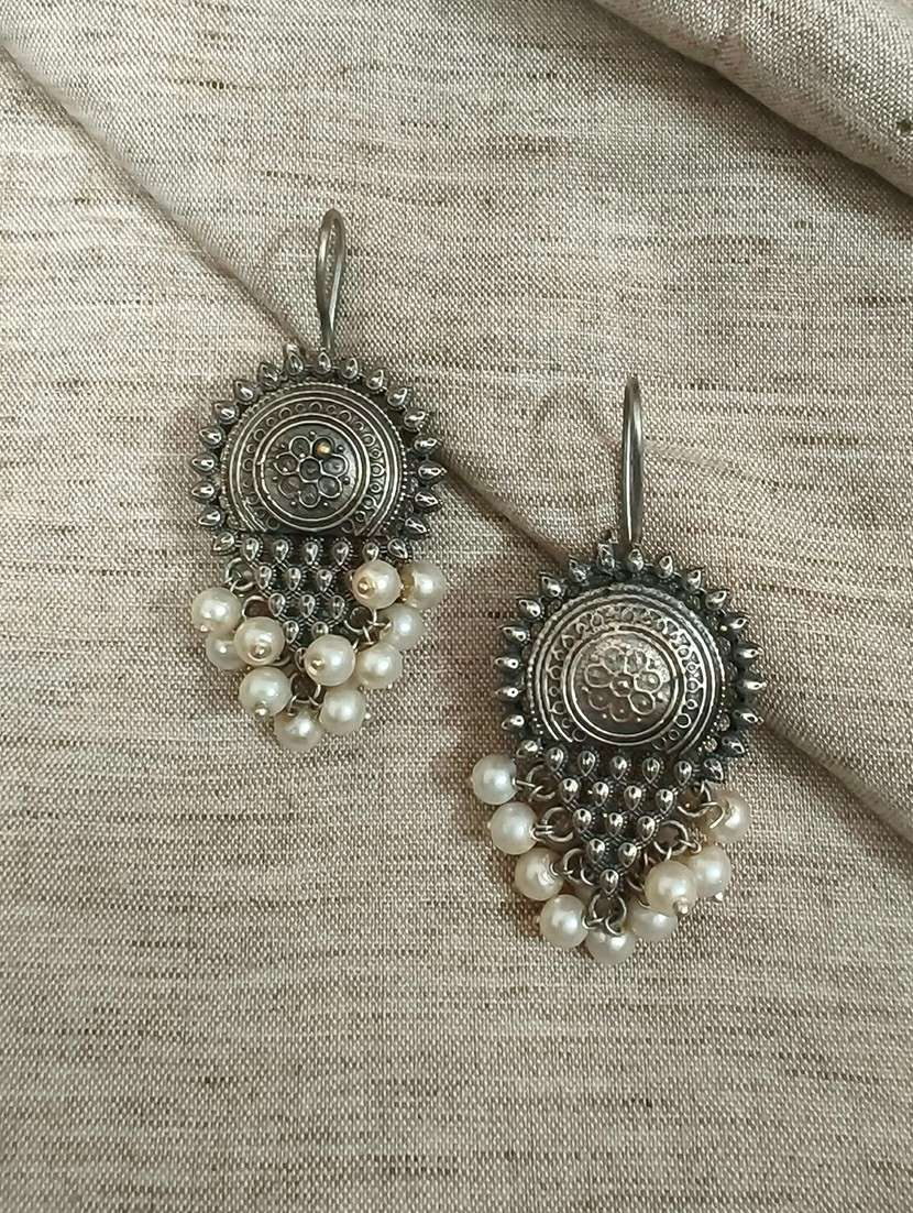 women silver brass drop earrings - 21743813 -  Zoom Image - 0