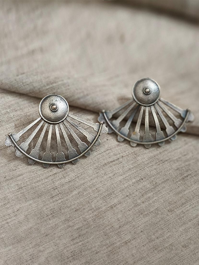 women silver brass studs earrings - 21743814 -  Zoom Image - 0