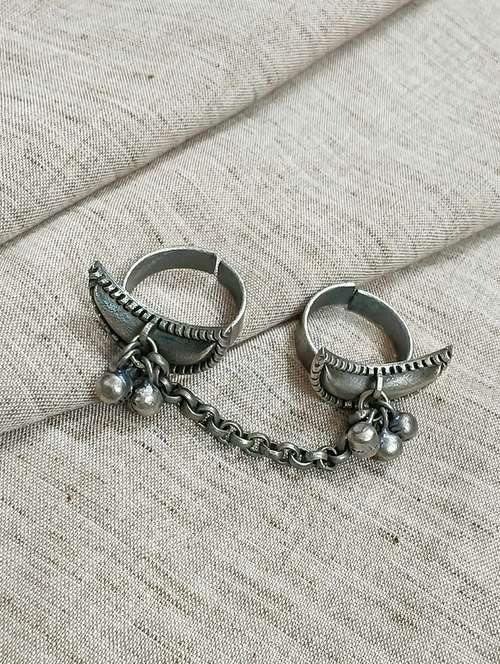 women silver brass adjustable finger ring - 21743842 -  Standard Image - 0