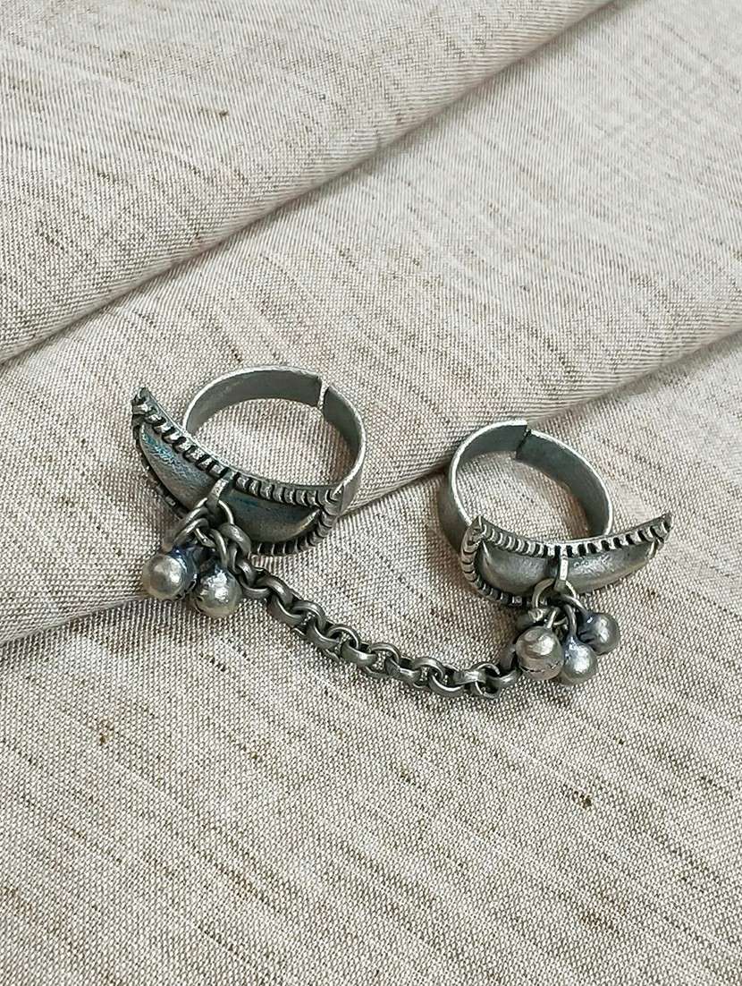 women silver brass adjustable finger ring - 21743842 -  Zoom Image - 0