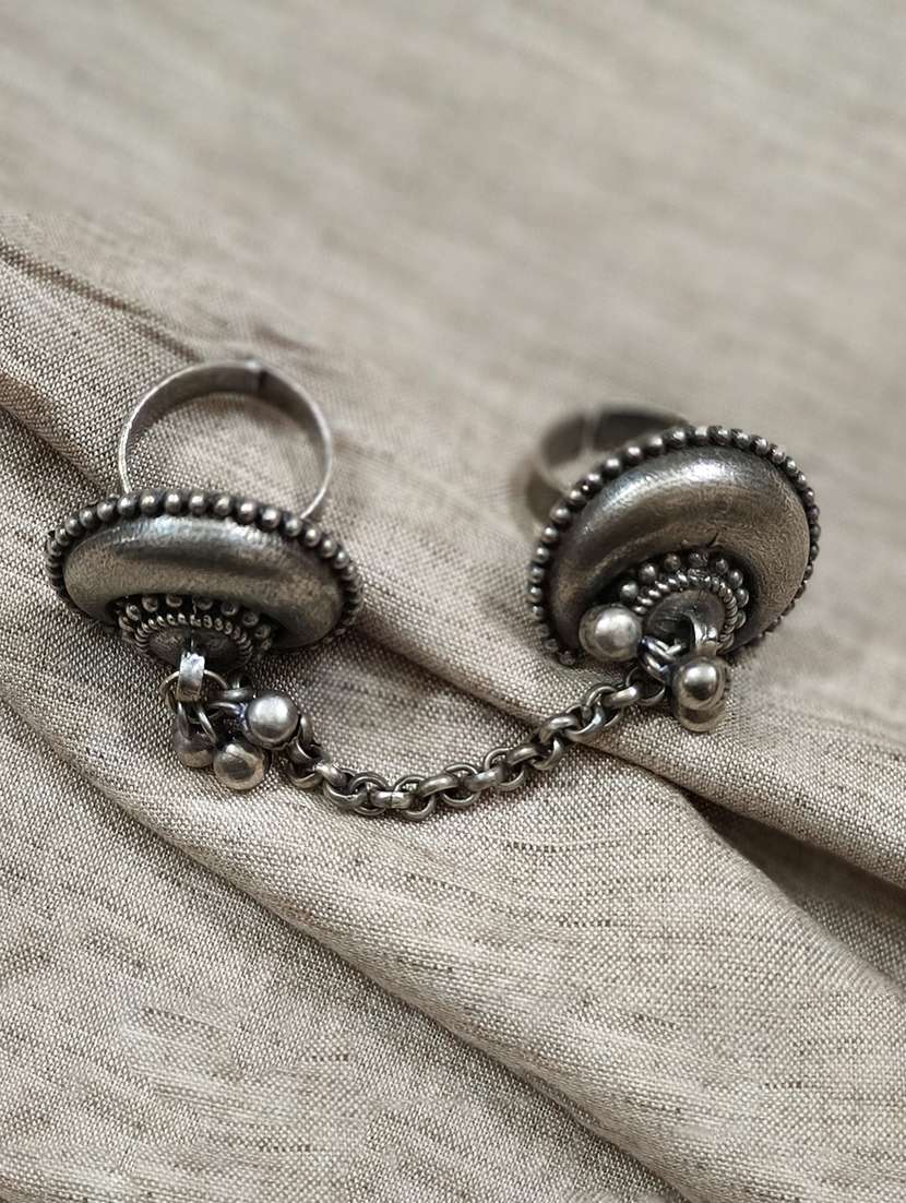 women silver brass adjustable finger ring