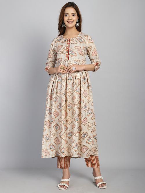 women three quarter sleeve kurta pant with dupatta set - 21743863 - Standard Image - 0