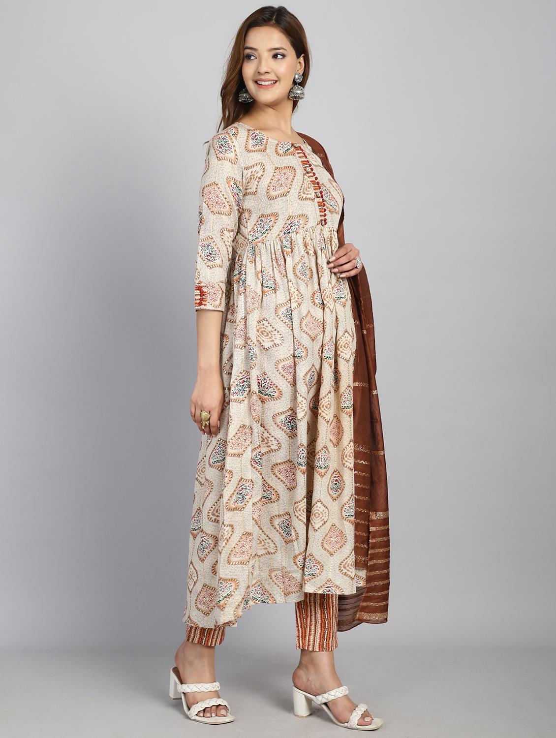 women three quarter sleeve kurta pant with dupatta set - 21743863 - Standard Image - 3