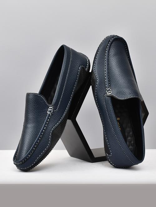 men blue slip on loafers - 21743904 - Standard Image - 0