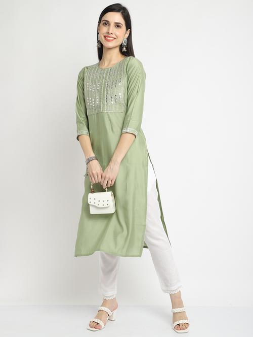 women printed three quarter sleeve straight kurta - 21743918 - Standard Image - 0