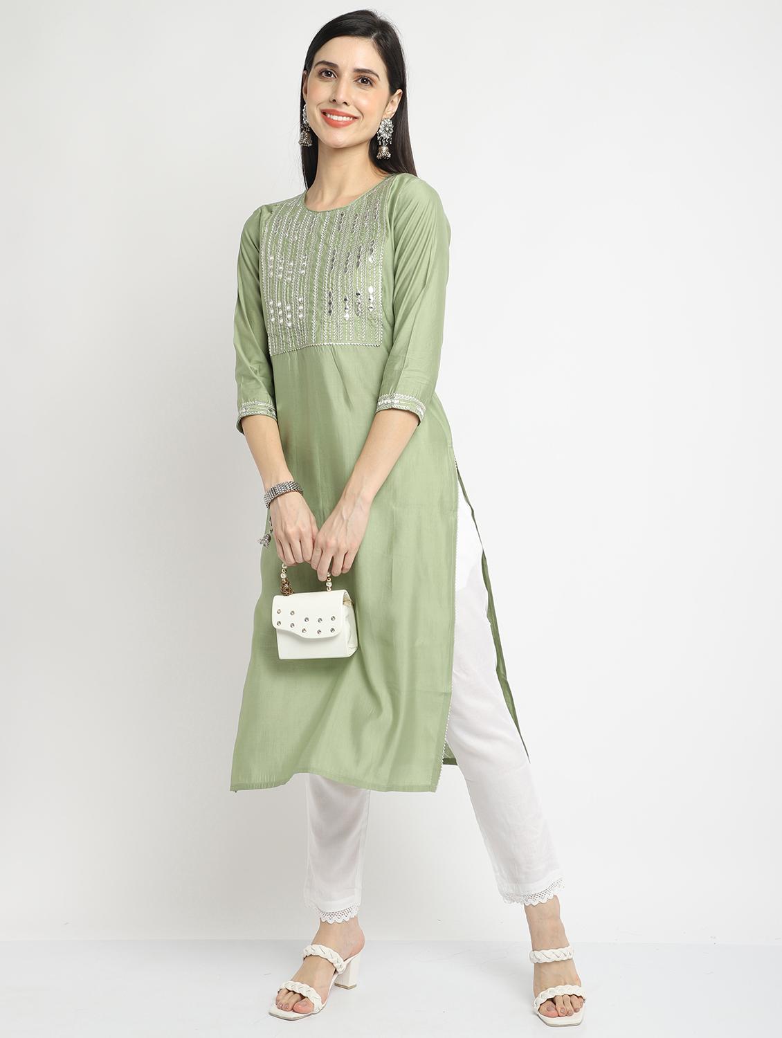 women printed three quarter sleeve straight kurta - 21743918 - Zoom Image - 0