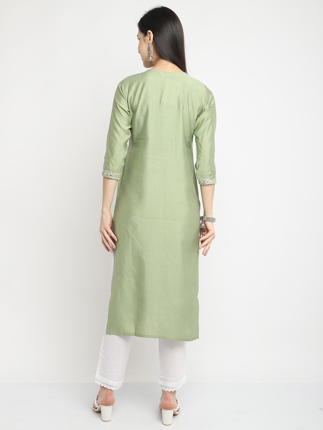 women printed three quarter sleeve straight kurta - 21743918 - Standard Image - 3