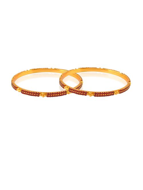 women brass gold imitation ruby bangle set - 21743940 -  Standard Image - 0