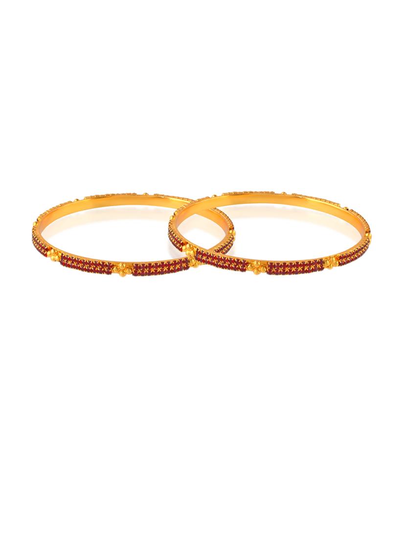 women brass gold imitation ruby bangle set - 21743940 -  Zoom Image - 0