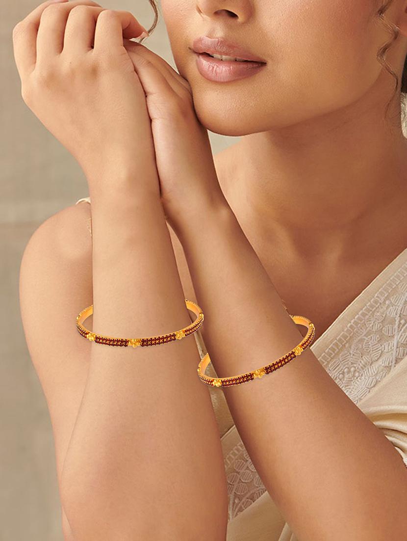 women brass gold imitation ruby bangle set - 21743940 - Standard Image - 3