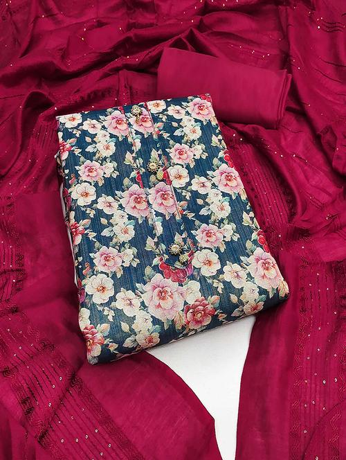 women floral print unstitched suit set with dupatta - 21744044 -  Standard Image - 0
