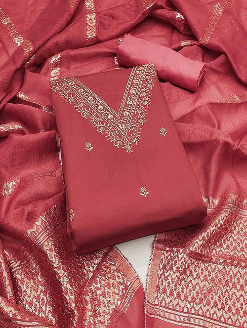 embroidered unstitched suit set with dupatta - 21744055 -  Standard Image - 0