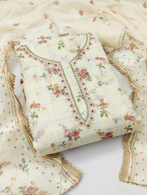Women Printed Unstitched Suit Set With Dupatta