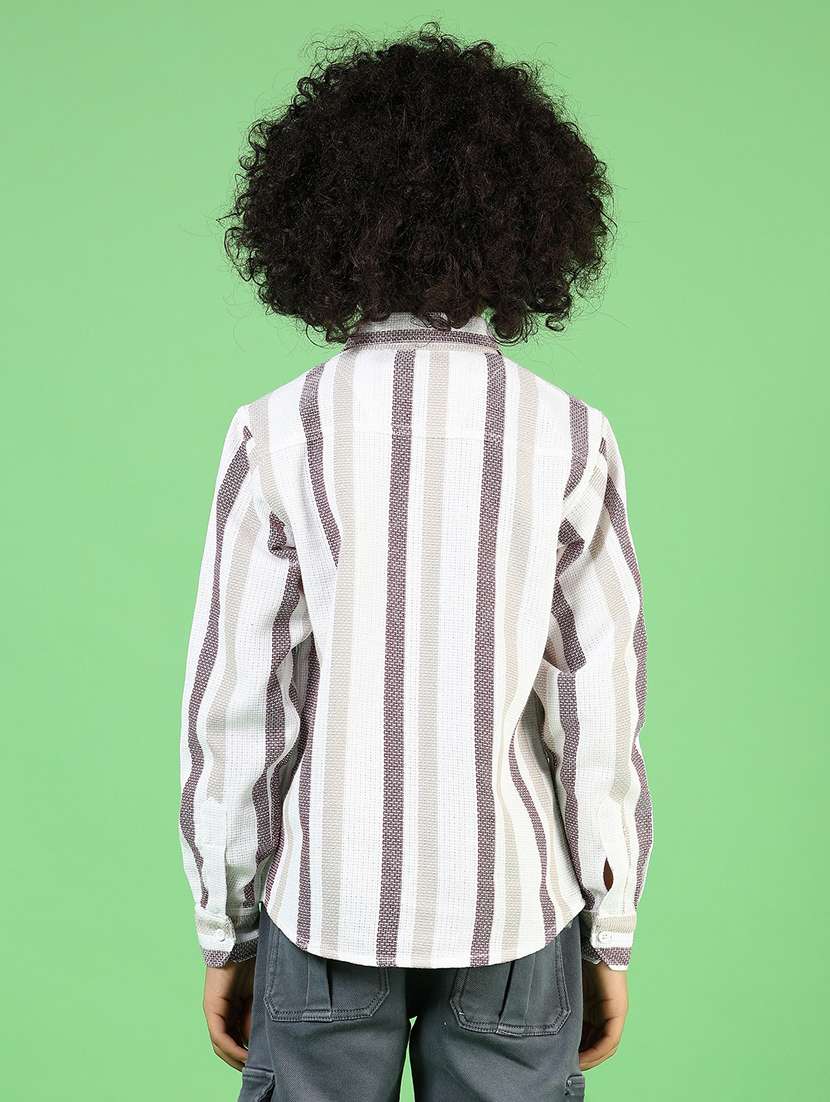 boys straaiped collared long sleeves shirt - 21744114 - Standard Image - 3