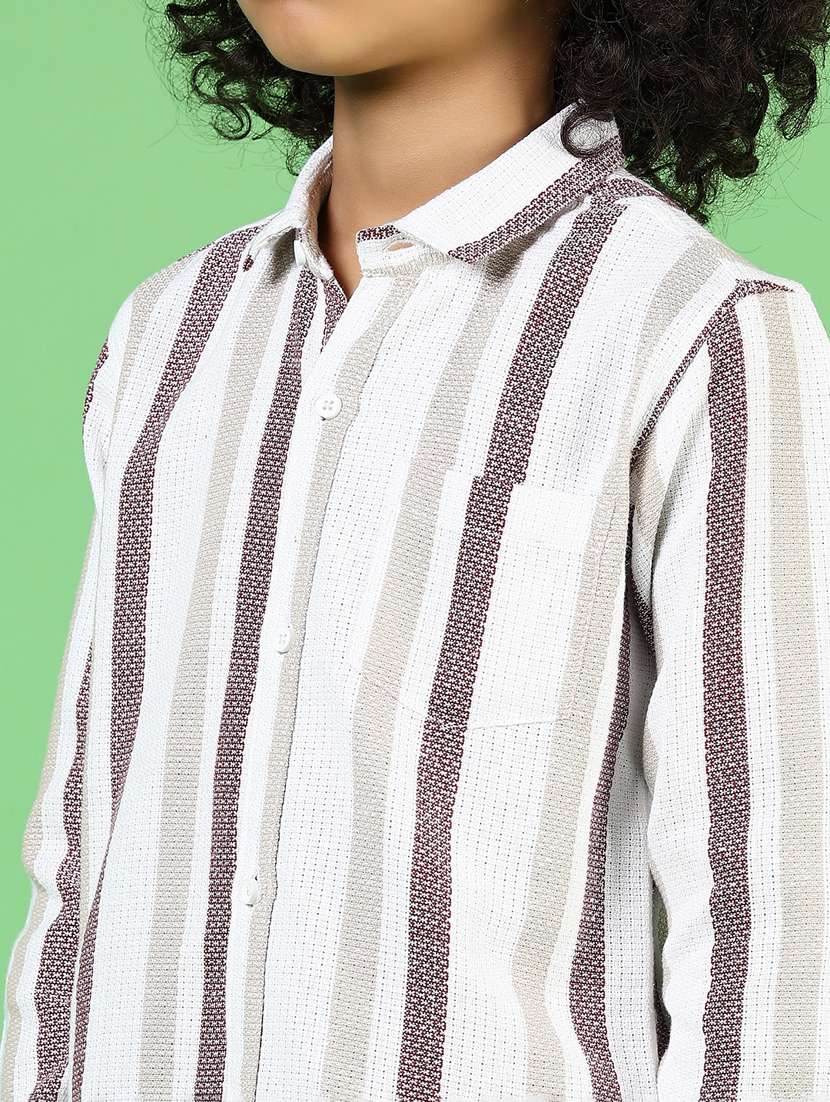 boys straaiped collared long sleeves shirt - 21744114 - Standard Image - 5