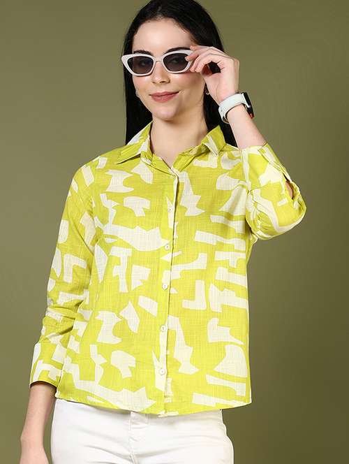 women printed collared long sleeve shirt - 21744118 -  Standard Image - 0