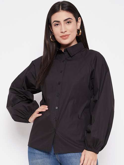 women long sleeves solid regular shirt - 21745702 - Standard Image - 0