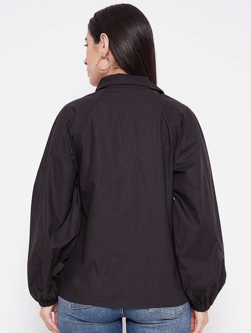 women long sleeves solid regular shirt - 21745702 - Standard Image - 3