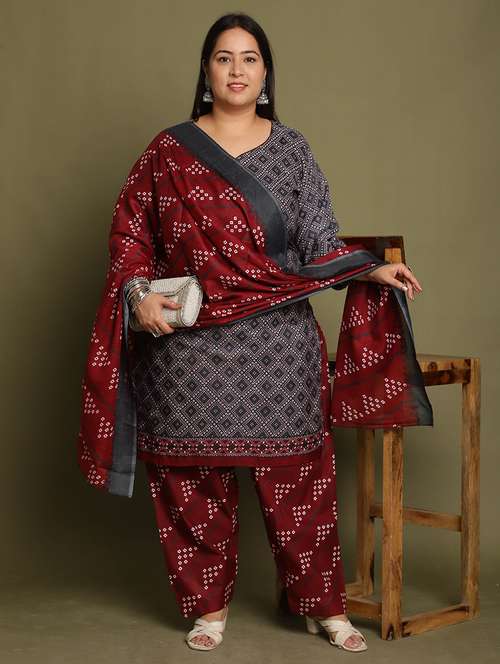 women printed plus size kurta salwar with dupatta set - 21745729 -  Standard Image - 0
