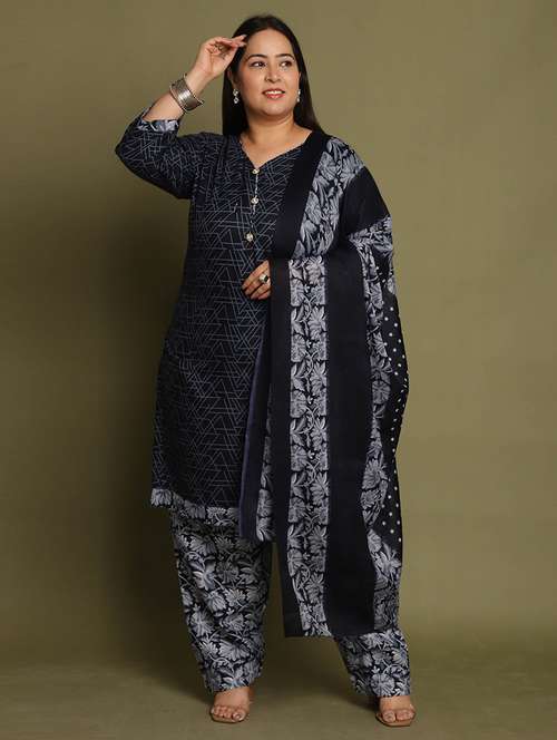 women printed plus size kurta salwar with dupatta set - 21745731 -  Standard Image - 0