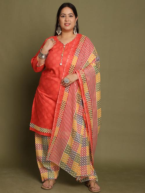 women printed plus size kurta salwar with dupatta set - 21745733 - Standard Image - 0