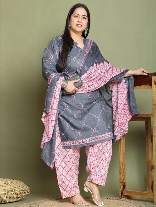 women printed plus size kurta salwar with dupatta set - 21745742 -  Standard Image - 0