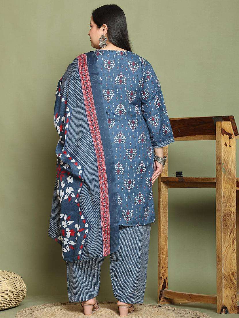 women printed plus size kurta salwar with dupatta set - 21745745 -  Standard Image - 3