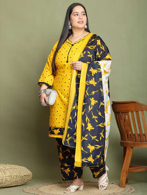 women printed plus size kurta salwar with dupatta set - 21745747 -  Standard Image - 0