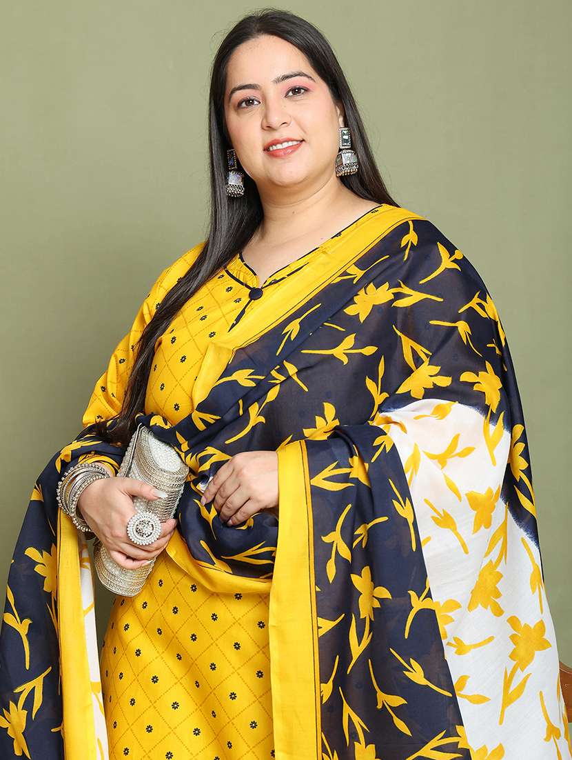 women printed plus size kurta salwar with dupatta set - 21745747 -  Standard Image - 3