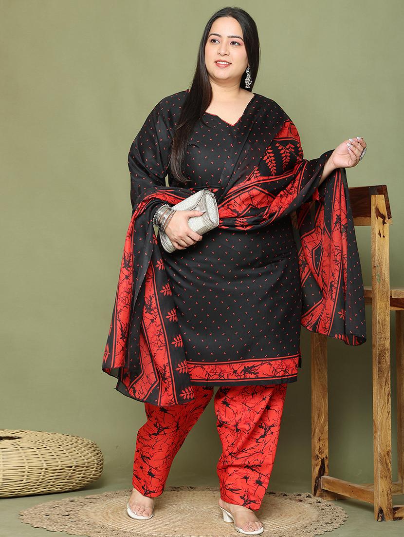 women printed plus size kurta salwar with dupatta set - 21745750 - Zoom Image - 0
